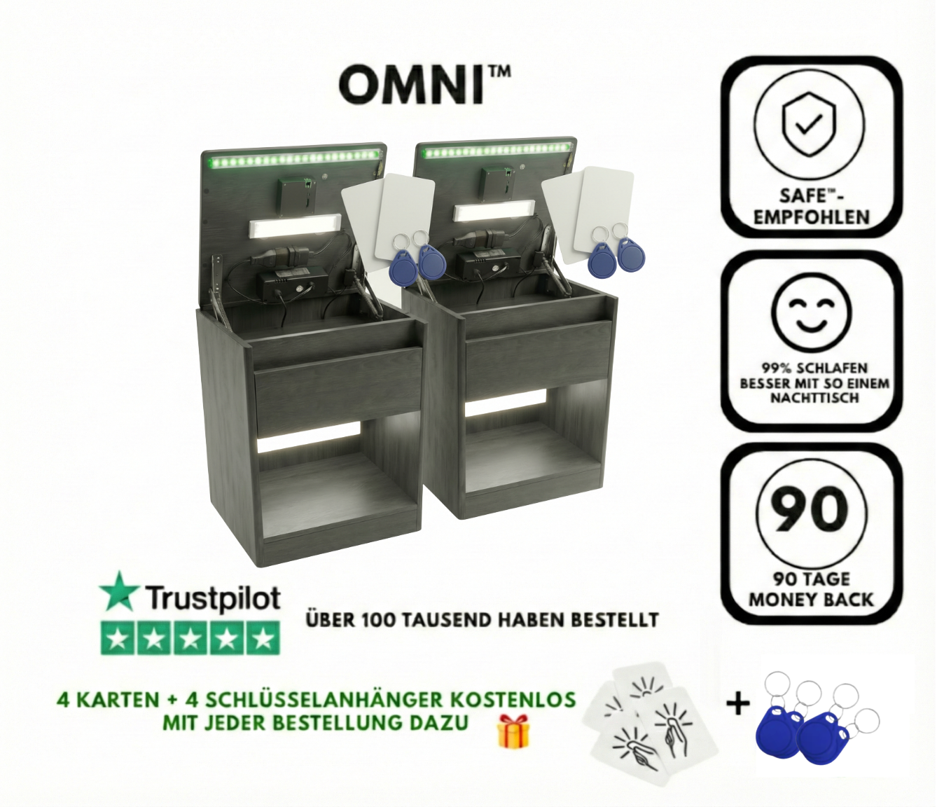 2x OMNI™ Nachttisch mit Geheimfach [E-Mail Exklusiv]
